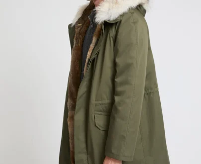 Yves Salomon – Long iconic parka in technical cotton and fur