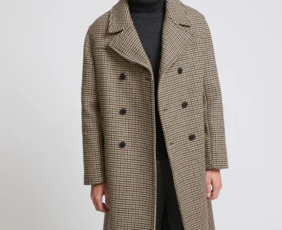 Yves Salomon – Houndstooth woollen fabric coat