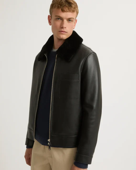 Yves Salomon - Leather jacket with shearling collar