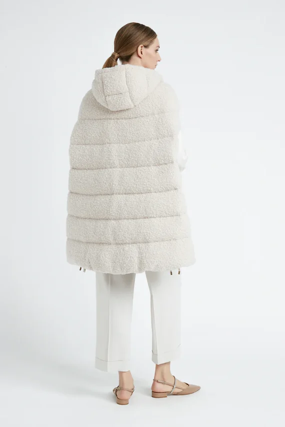 Peserico - Sleeveless midi down jacket in wool bouclé fabric - Image 2