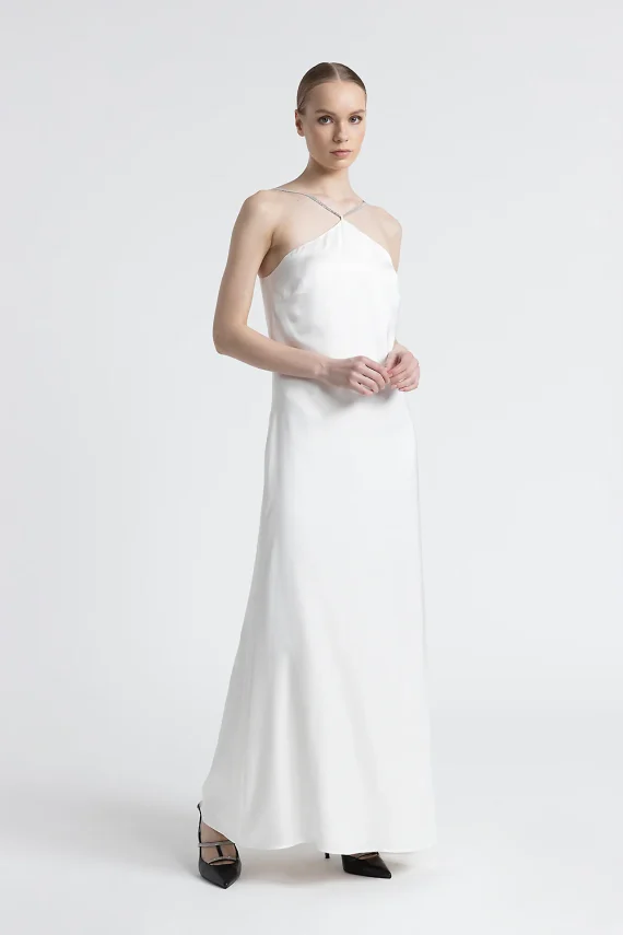 Peserico - Long satin dress with straps