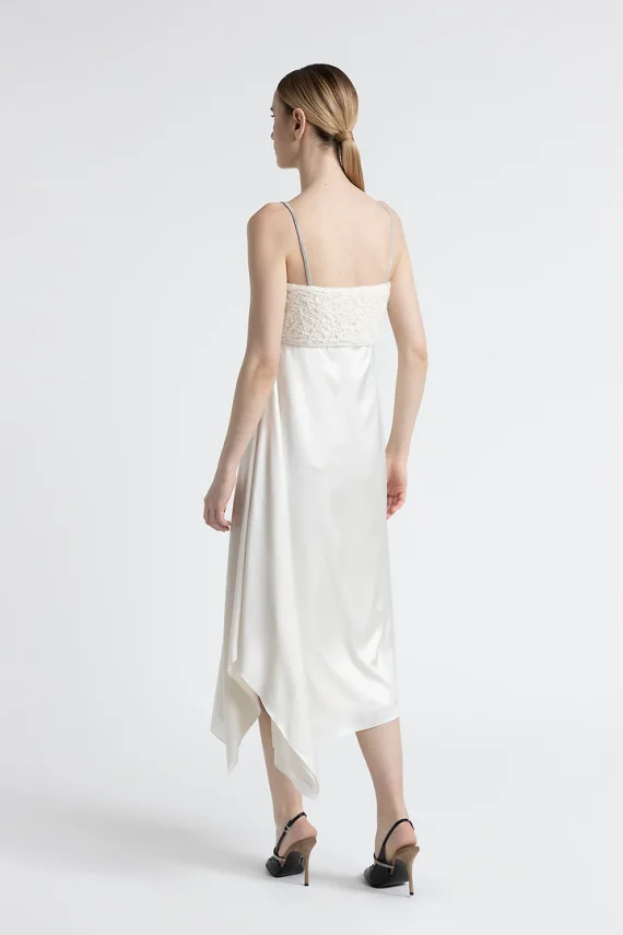 Peserico - Laminated satin dress with straps - Image 3