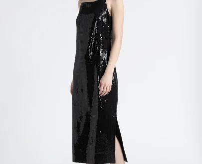 Peserico – Viscose twill midi dress with sequins