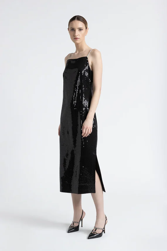 Peserico - Viscose twill midi dress with sequins