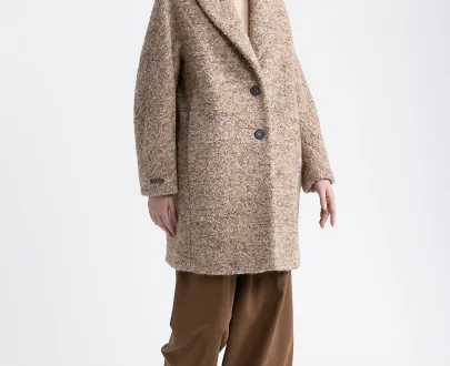 Peserico – Single breastead coat in bouclé wool and alpaca