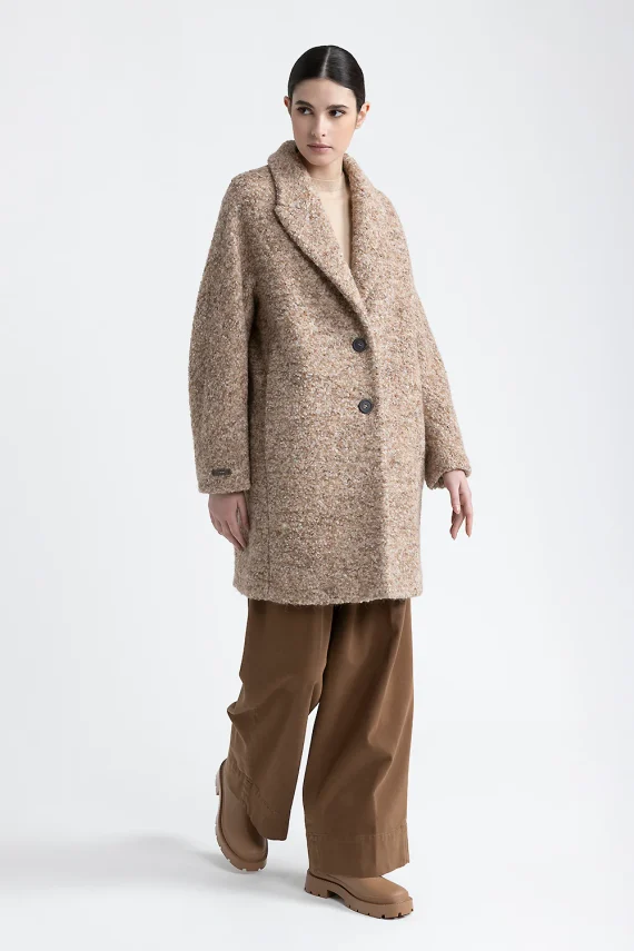 Peserico - Single breastead coat in bouclé wool and alpaca