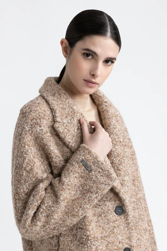 Peserico - Single breastead coat in bouclé wool and alpaca - Image 3