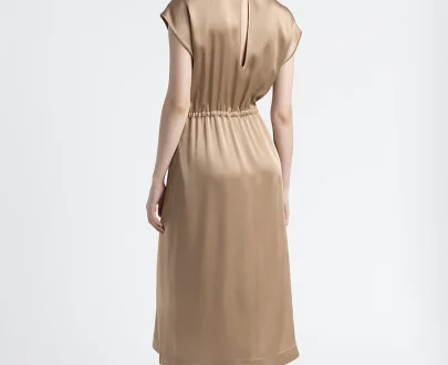 Peserico – Satin midi dress with funnel neck