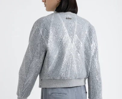 Peserico – Brushed wool jacket with sequin embroidery