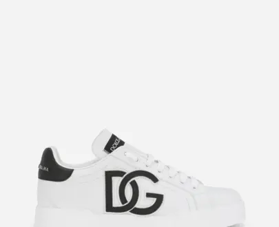 Dolce & Gabbana – Calfskin Portofino sneakers with DG logo