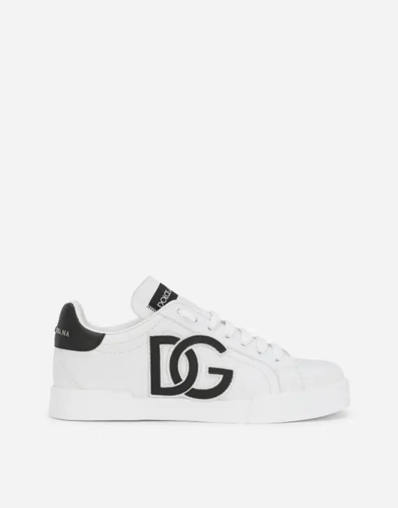 Dolce & Gabbana - Calfskin Portofino sneakers with DG logo