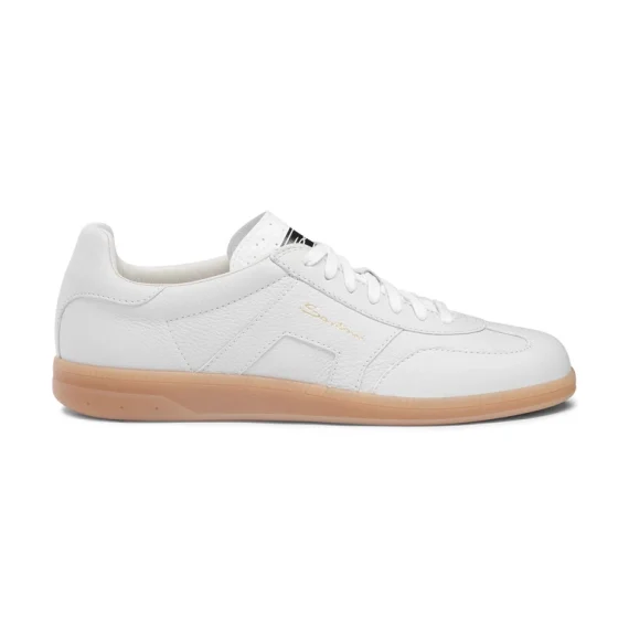 Santoni - Men's white tumbled leather DBS Oly sneaker