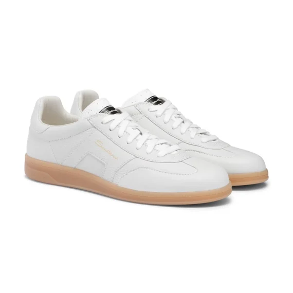 Santoni - Men's white tumbled leather DBS Oly sneaker - Image 3