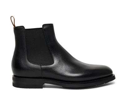 Santoni – Men’s polished black leather Chelsea boot