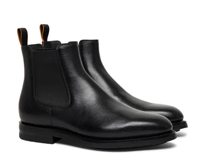 Santoni – Men’s polished black leather Chelsea boot