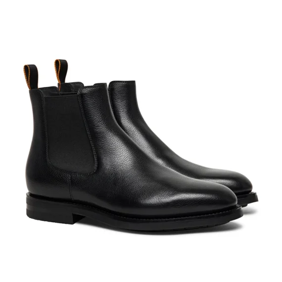 Santoni - Men’s polished black leather Chelsea boot - Image 2