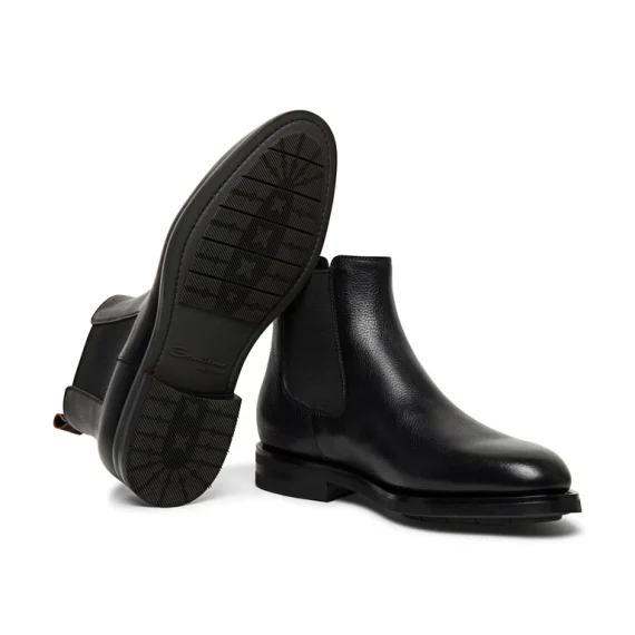 Santoni - Men’s polished black leather Chelsea boot - Image 3