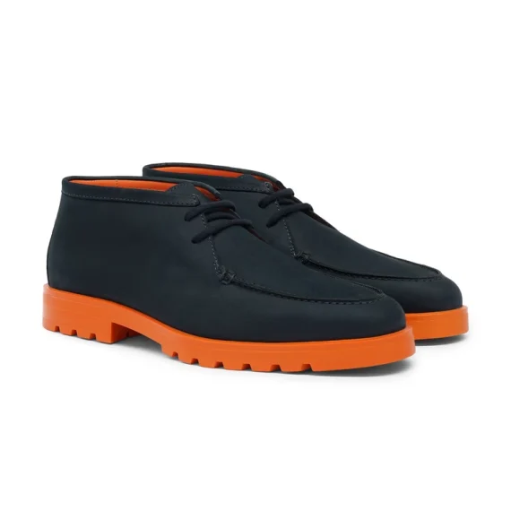 Santoni - Men’s blue and orange nubuck desert boot - Image 3