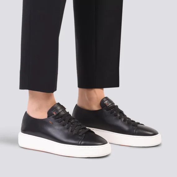 Santoni - Women’s black leather sneaker - Image 2