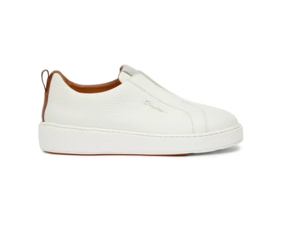 Santoni – Women’s white tumbled leather slip-on sneaker