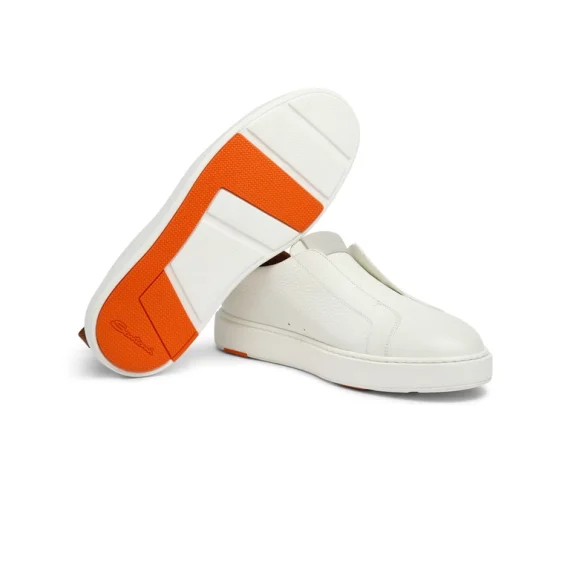 Santoni - Women's white tumbled leather slip-on sneaker - Image 4