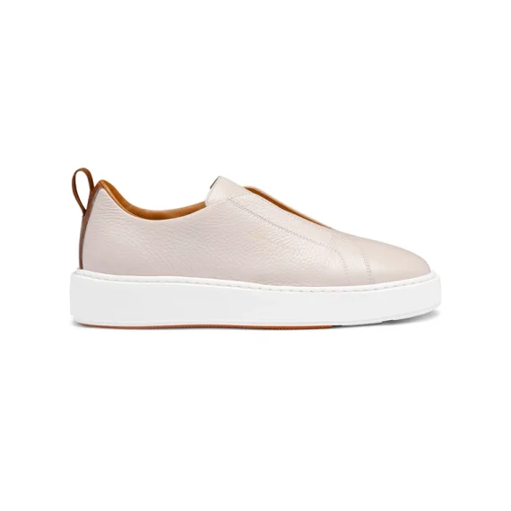 Santoni - Women's nude tumbled leather slip-on sneaker