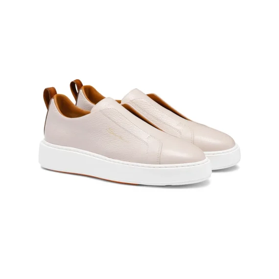 Santoni - Women's nude tumbled leather slip-on sneaker - Image 3