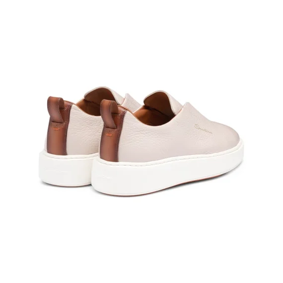 Santoni - Women's nude tumbled leather slip-on sneaker - Image 4