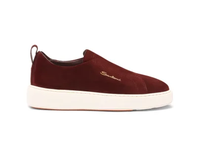 Santoni – Women’s burgundy suede slip-on sneaker