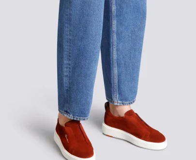 Santoni – Women’s burgundy suede slip-on sneaker