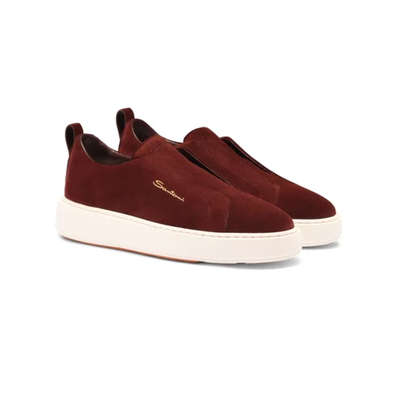 Santoni - Women's burgundy suede slip-on sneaker - Image 3