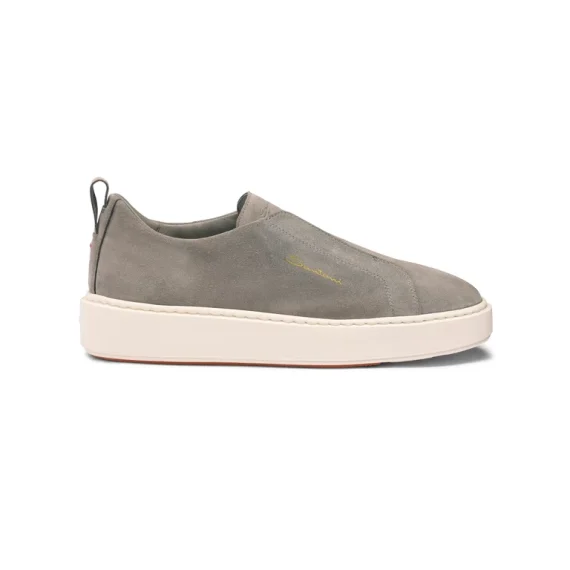 Santoni - Women's grey suede slip-on sneaker