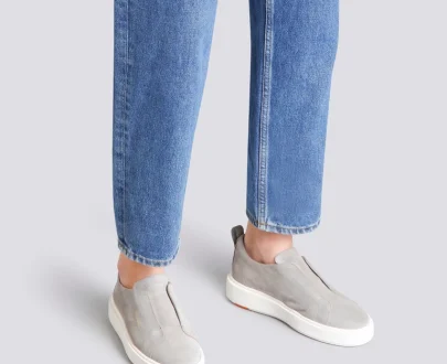 Santoni – Women’s grey suede slip-on sneaker