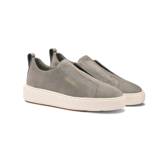 Santoni - Women's grey suede slip-on sneaker - Image 3