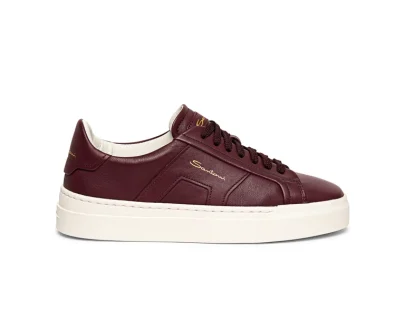 Santoni – Women’s burgundy leather double buckle sneaker