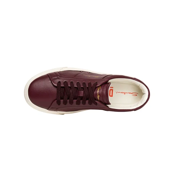 Santoni - Women’s burgundy leather double buckle sneaker - Image 4