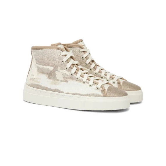 Santoni - Women's beige fabric sneaker - Image 3