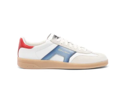 Santoni – Women’s white, blue and red leather and suede DBS Oly sneaker