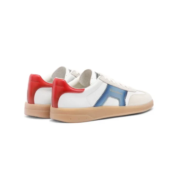 Santoni - Women's white, blue and red leather and suede DBS Oly sneaker - Image 4