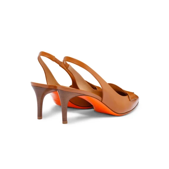 Santoni - Women's light brown leather mid-heel pump - Image 4