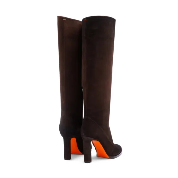 Santoni - Women's dark brown suede high-heel boot - Image 3