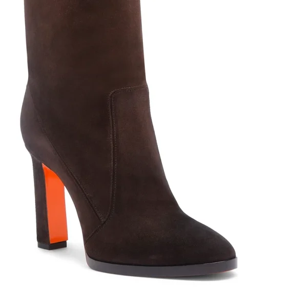 Santoni - Women's dark brown suede high-heel boot - Image 4