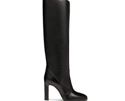 Santoni – Women’s black leather high-heel boot