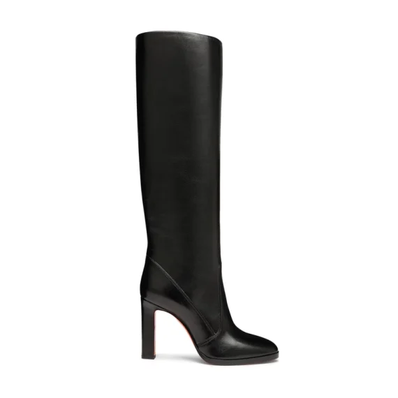 Santoni - Women's black leather high-heel boot