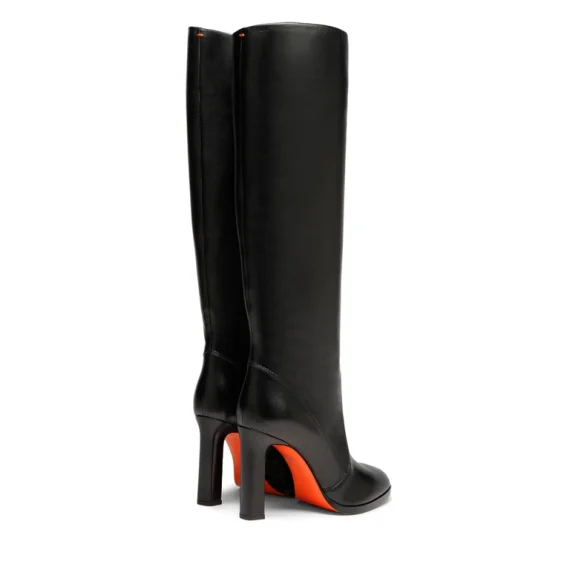 Santoni - Women's black leather high-heel boot - Image 3