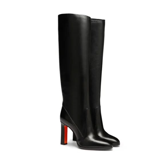 Santoni - Women's black leather high-heel boot - Image 4