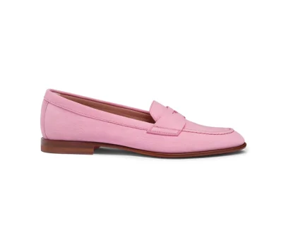 Santoni – Women’s pink nubuck penny loafer