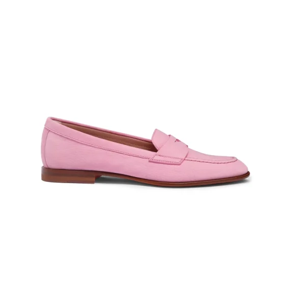 Santoni - Women’s pink nubuck penny loafer