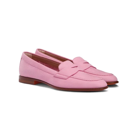 Santoni - Women’s pink nubuck penny loafer - Image 3