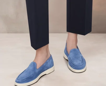 Santoni – Women’s blue suede loafer